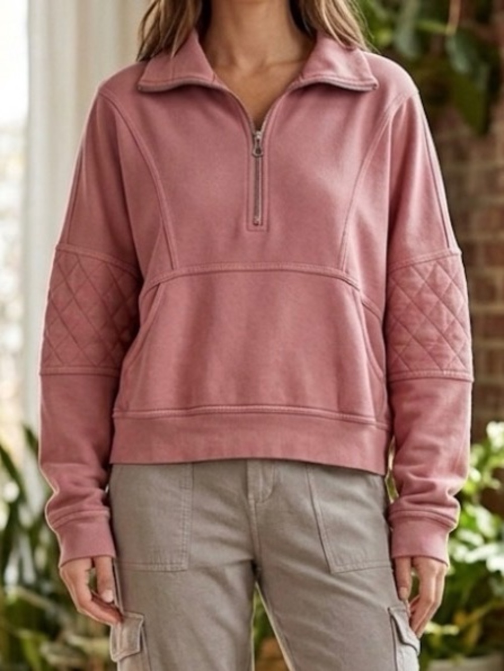 Wild Fable Women's Blush Rose Quarter-Zip Pullover